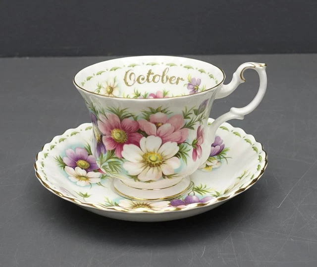 Royal Albert COSMOS October Flower of the Month Series Bone China Cup/Saucer Set