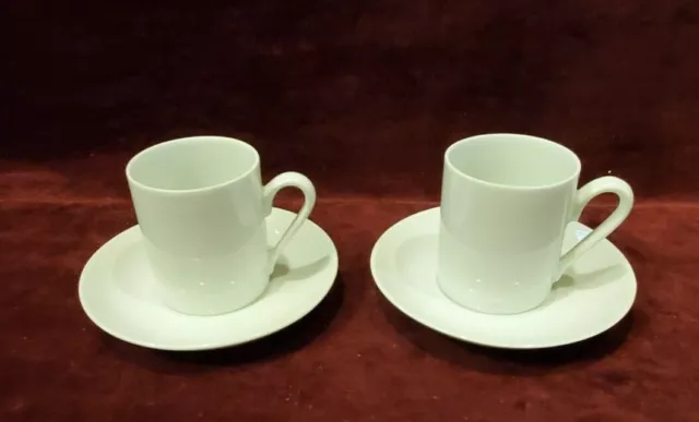 Porcelana Real Brazil Set of 2 Demitasse Cups & Saucers White