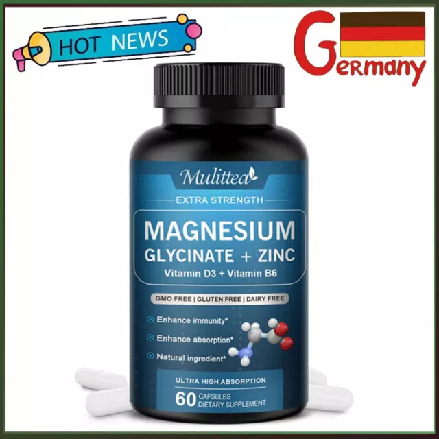 Magnesium Glycinat Hohe Absorption,Verbesserter Schlaf,Stress & Angstabbau~