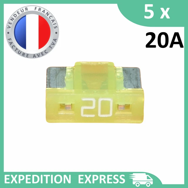 5 mini fusibles 20A auto moto à lame low profile jaune