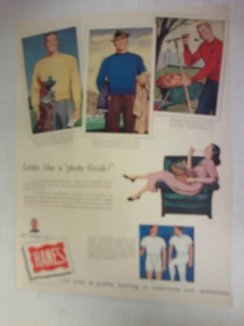 1948 Hanes Advertisement Sexy Pin Up Men & Woman Underwear Vintage  AD