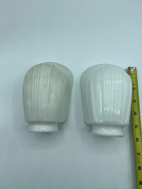 Pair of art deco milk glass wall sconce shades