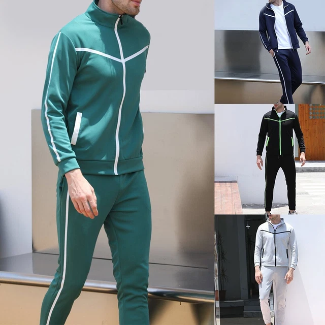 Uomo ' S Tuta Jogging Set Felpa con Cappuccio Top Giacca Pantaloni da