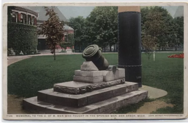 University Michigan Spanish War Memorial~Ann Arbor,1919 Postcard