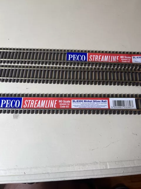 Peco HO Scale SL-8300 Code 83 36'' Nickel Silver Flex Track Wood Ties 3Pk, new