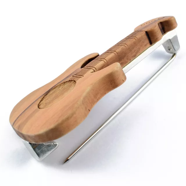 Spilla Chitarra Elettrica in Legno Ulivo Olive Wood Electric Guitar Pin Brooch