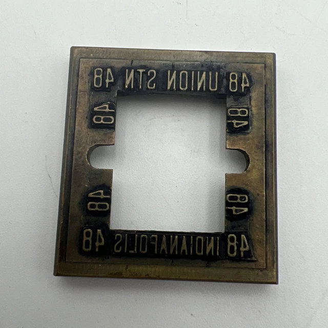 🔥Rare Vtg Brass Indianapolis Union Station Railroad Ticket Die Dater🔥