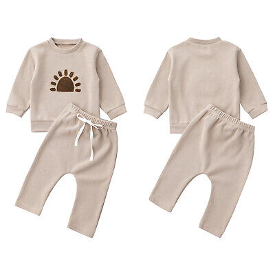 Baby Boys Long Sleeve Pullover Shirt Tops with Trousers 2Pcs Knit Clothes Set