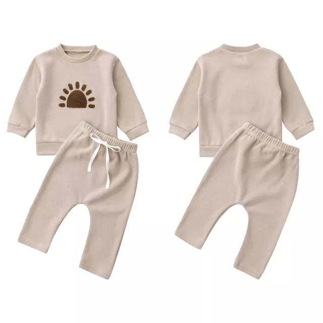 Baby Boys Long Sleeve Pullover Shirt Tops with Trousers 2Pcs Knit Clothes Set