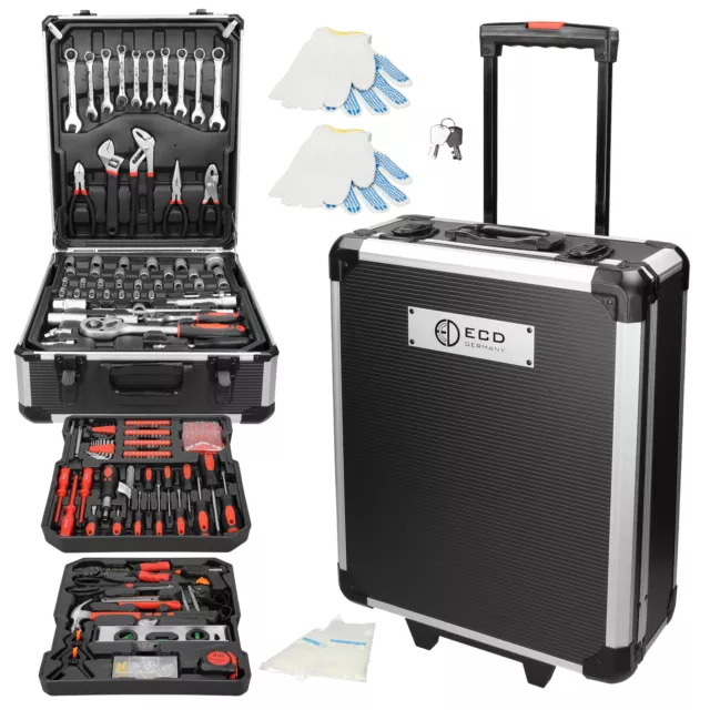 Boite à outils 949 pcs professionnel valise bricolage de rangement mallette noir