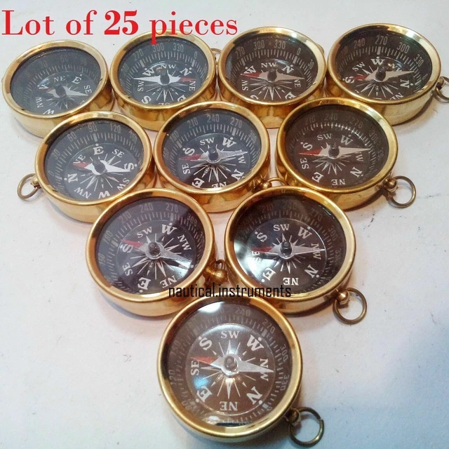 Lot of 25 PCs Handmade Nautical Maritime Brass Pocket Compass Key Chain Gift
