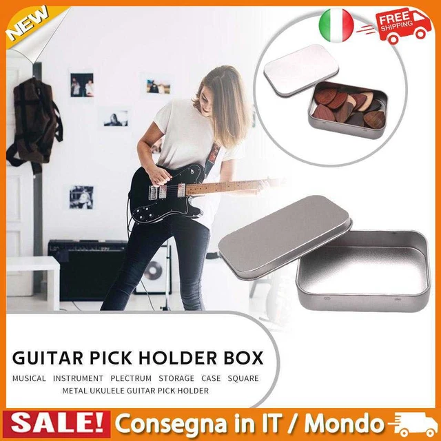 IT Square Iron Guitar Pick Holder Box Ukulele Plectrum Case Musical Instrument P