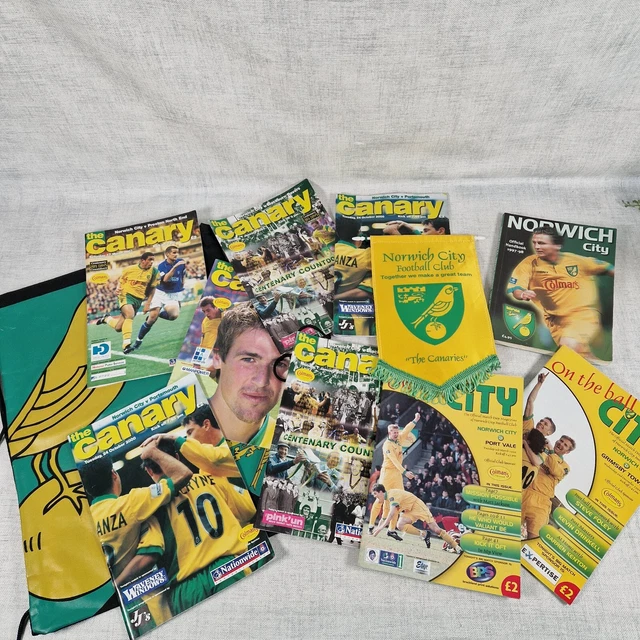 JOB LOT NORWICH City Football Programmes from early 90’s 00's plus bag