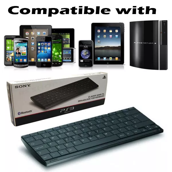 Official Sony Wireless Slim AZERTY Bluetooth Keyboard for PS2/3/4 & iPad iPhone