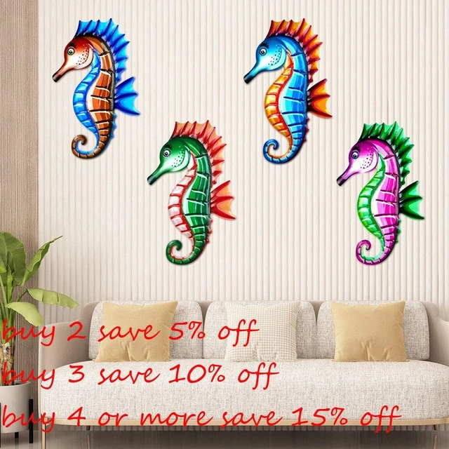 Artwork Statue Iron Art Wall Hanging Garden Craft Metal Sea Horse Ornament