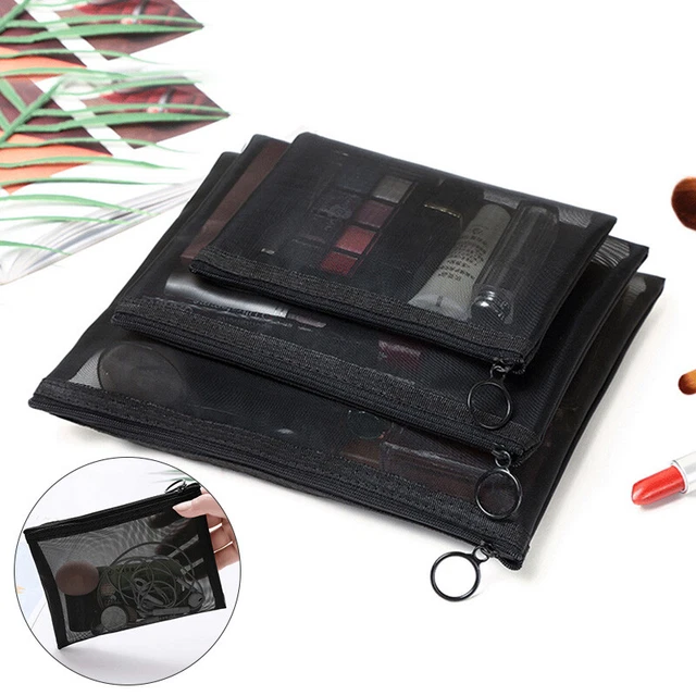 Clear Mesh Portable Large Pen Pencil Case Makeup Cosmetic Storage Bag Pouch