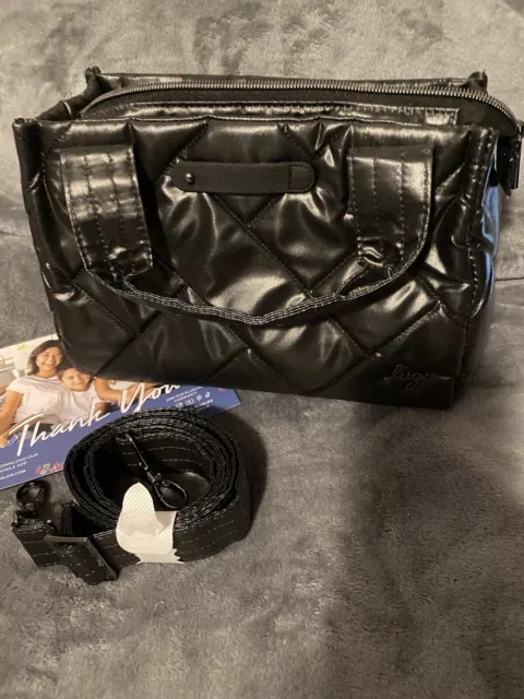 Lug Quilted Crossbody with Tote Handles Jitterbug Metallic Black