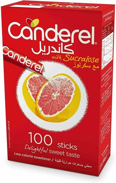 Canderel Con Sucralosio Low Calorie Dolcificante 100 Bastoncini Scatola