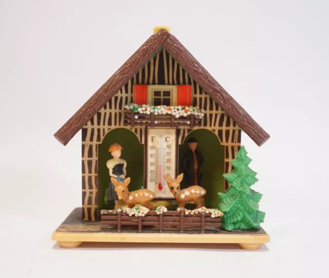 Rarität Vintage original Bambi Bayern Wetterhaus Kunststoff mit Thermometer