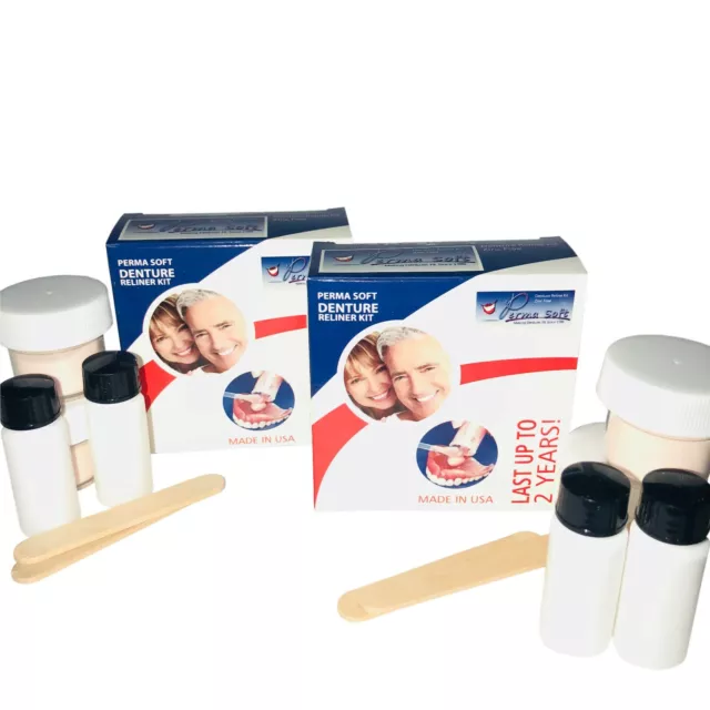 Perma Soft Reline~Denture Adhesive Alternative!~4 kits~False Teeth Reliner~Liner