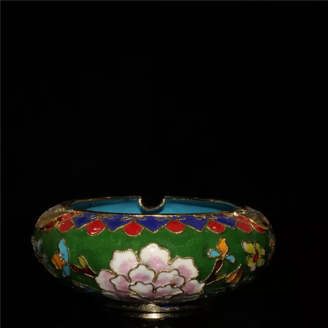 3.94" Collection Chinese Red copper Cloisonne Handmade Brush washer