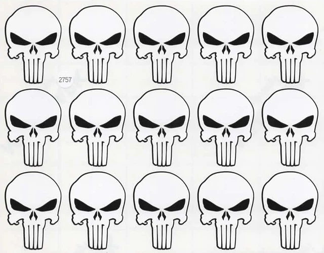 Punisher Skull Decal Stickers - Black & Red - Set Of 2 - 100x70mm - Perfect For Car, Bike, Van Bumpers