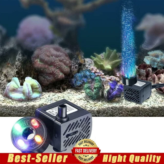 Submersible Water Pump with 4 LED Lights 2W for Aquarium Fish Tank Pond Fountain