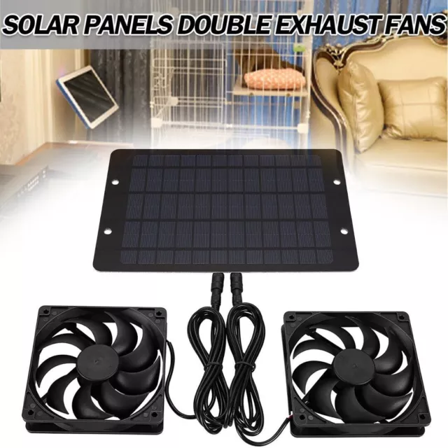 New Solar Powered Fan 12V 10W Waterproof Dual Exhaust Fan For Camping Greenhouse