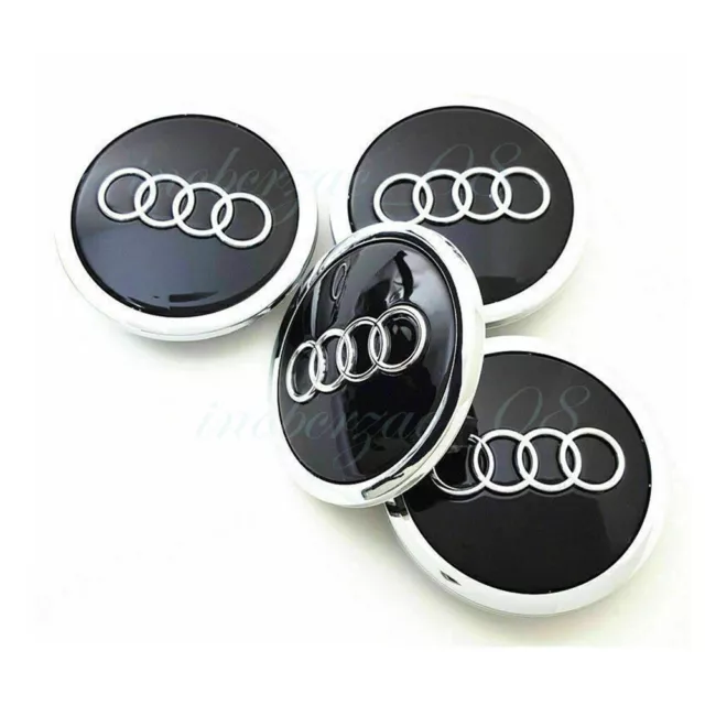 4x Für Audi A3 A4 A5 A6 TT RS4 Q5 Nabendeckel Radnaben Abdeckung Schwarz 69mm