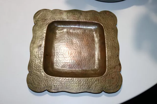 Vintage Hand Hammered Copper Square Plate Tray