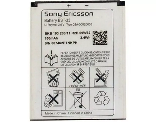 GENUINE SONY ERICSSON BST-33 BATTERY for Sony Ericsson G502 / G700 / G705 / G900