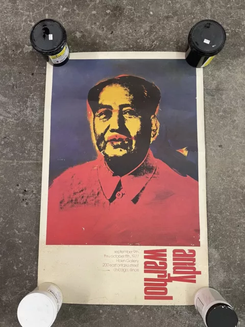 Póster litografía de Andy Warhol Mao 1977 Exposición de Arte de Chicago papel trapo