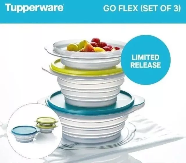 Tupperware Go Flex Bowl Set of 3 and Set of 2 bags - New