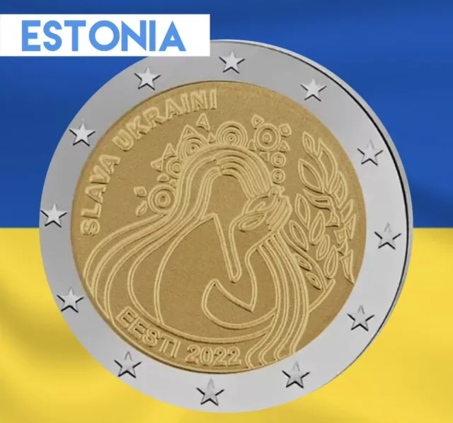 Estonia 🇪🇪 coin 2€ euro 2022 UNC Slava Ukraini glory to Ukraine against WAR