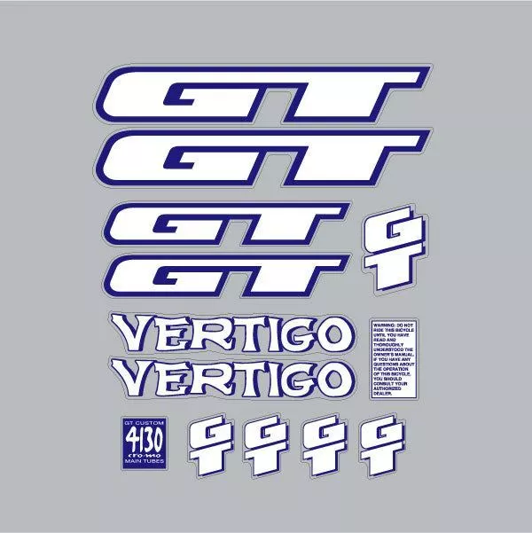 GT - 1996 Vertigo - for RED SPLATTER frame decal set - Old school bmx