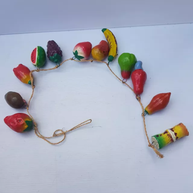 Hand Painted Wooden Fruit veg Man cave Dress Up Costume Jewellery Kitsch retro