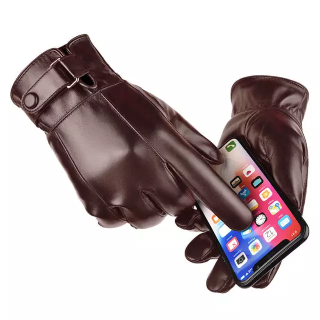 Mens Womens Touch Screen Gloves Leather Thermal Lined Winter Warm Driving Glove!