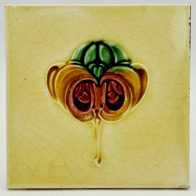 Art Nouveau Majolica Fireplace Tile by Henry Richards 1907