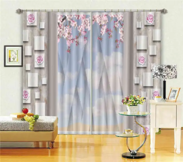 Flowers Out Of The Wall 3D Curtain Blockout Photo Printing Curtains Drape Fabric