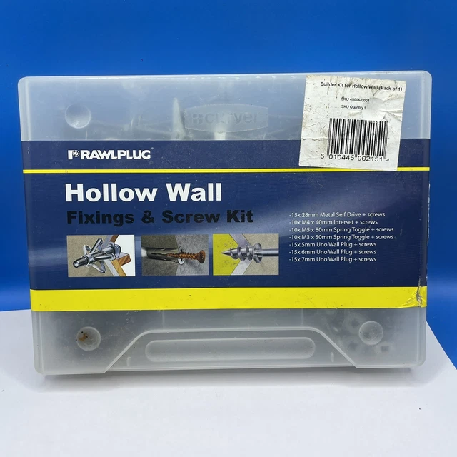 Kit de fijaciones y tornillos huecos de pared Rawlplug tapones tornillos y brocas