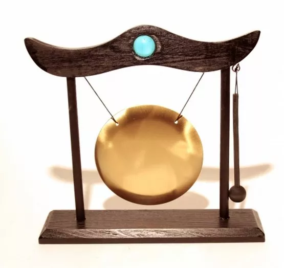 Tam Tam mit Ständer und Klöppel Standgong Gong braun (Gong 12 cm)