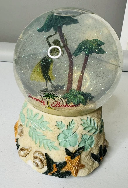 TOMMY BAHAMA SNOW GLOBE Diamond Head HAWAII Surfer Volcano TIKI