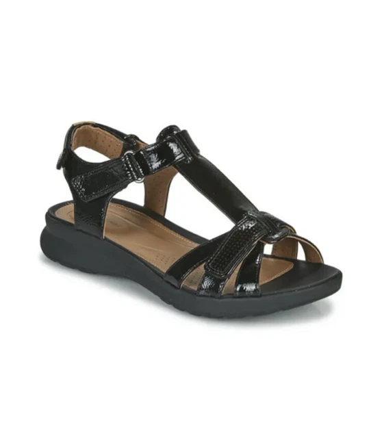 Clarks black store patent sandals