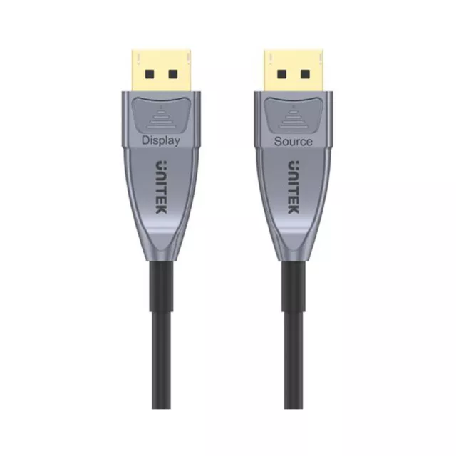 UNITEK DisplayPort 1.4 Kabellänge 5m - optisch, AOC, 8K Audio Video Cable Grau