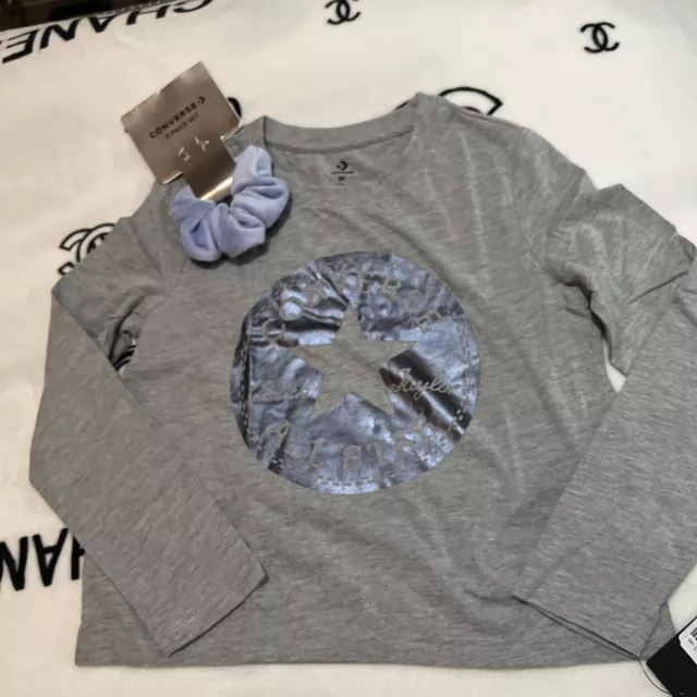 converse all stars grey long sleeve top aged 9-10 years brand new with tags