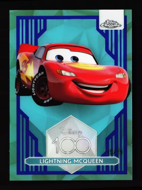 Topps Chrom Disney 100 Autos Lightning McQueen blau Refraktor/75 neue Karte