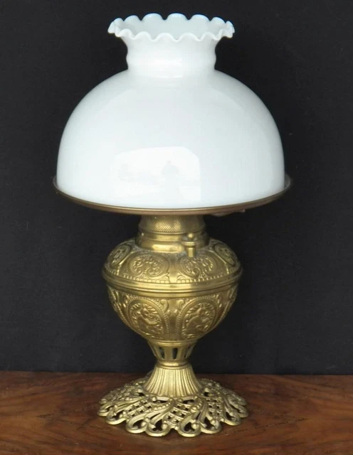 Vintage 10-inch White Opal Glass Oil/Elec Lamp Shade Fits Aladdin Coleman Rayo 3