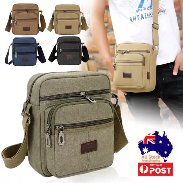 Retro Men's Canvas Shoulder Messenger Bag Crossbody Satchel Travel Man's Bags AU