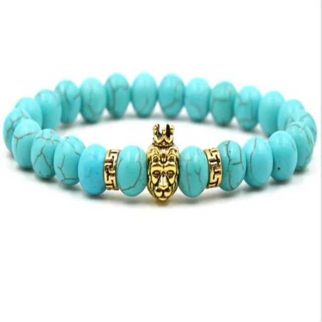 8MM Turquoise Gemstone Mala Bracelet 7.5 inches Healing Spirituality Yoga Pray