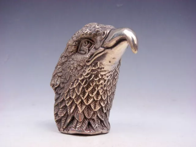 Vintage Silver Plated Copper Crafted Furious Eagle Head Sculpture #11122203 3